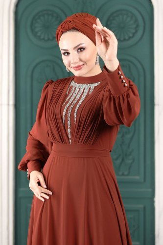 moda selvim Evening Wear 5377AB368 Tan - Thumbnail