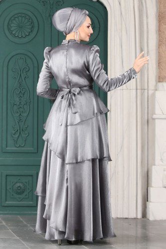 moda selvim Evening Wear 5379AB368 Gray - Thumbnail