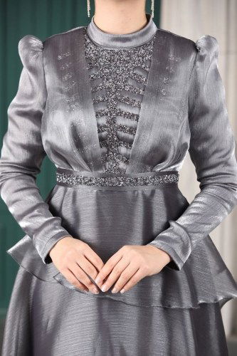 moda selvim Evening Wear 5379AB368 Gray - Thumbnail