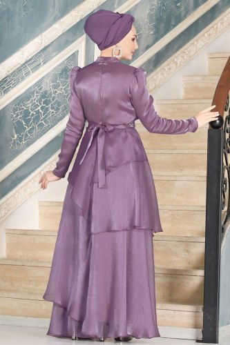 moda selvim Evening Wear 5379AB368 Lilac - Thumbnail