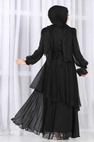 moda selvim Evening Wear 5396AB368 Black - Thumbnail