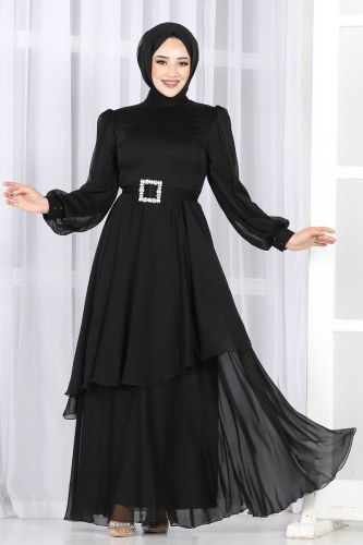 moda selvim Evening Wear 5396AB368 Black - Thumbnail