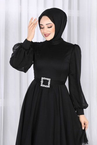 moda selvim Evening Wear 5396AB368 Black - Thumbnail