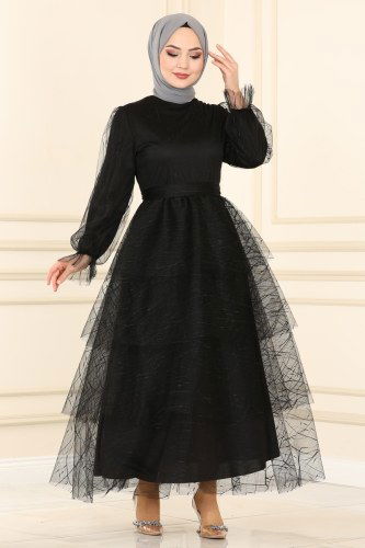 moda selvim Evening Wear 5421AB368 Black - Thumbnail
