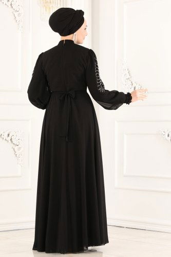 moda selvim Evening Wear 5465AB368 Black - Thumbnail