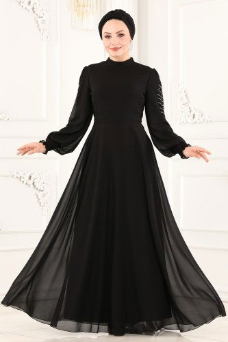 moda selvim Evening Wear 5465AB368 Black - Thumbnail