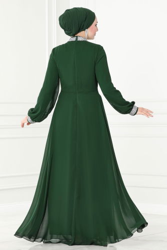 moda selvim Evening Wear 6038LPN858 Emerald - Thumbnail