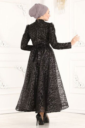 moda selvim Evening Wear 6421YG95 Black - Thumbnail