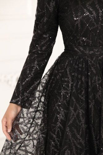 moda selvim Evening Wear 6421YG95 Black - Thumbnail