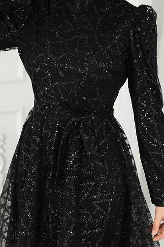 moda selvim Evening Wear 6421YG95 Black - Thumbnail