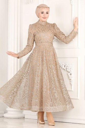 moda selvim Evening Wear 6421YG95 Gold - Thumbnail