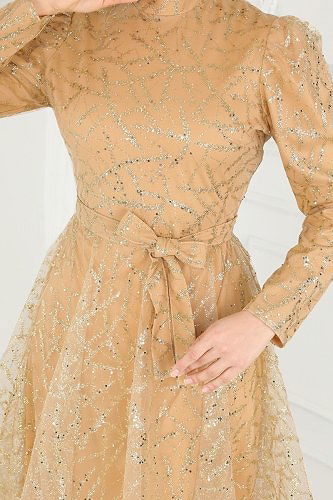 moda selvim Evening Wear 6421YG95 Gold - Thumbnail