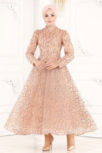 moda selvim Evening Wear 6421YG95 Salmon - Thumbnail
