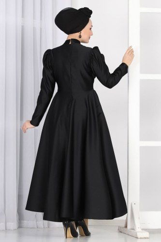 moda selvim Evening Wear 6435YG95 Black - Thumbnail