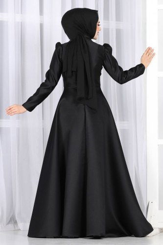 moda selvim Evening Wear 6448YG95 Black - Thumbnail