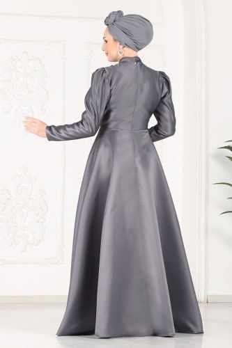 moda selvim 6448YG95 الفضي فساتين سهره - Thumbnail
