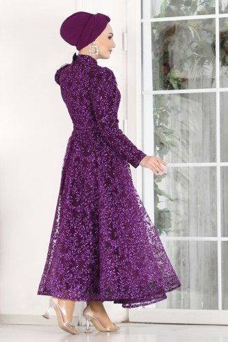moda selvim Evening Wear 6454YG95 Damson - Thumbnail