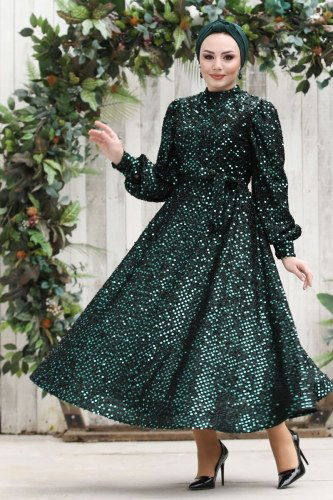 moda selvim Evening Wear 6455YG95 Emerald - Thumbnail