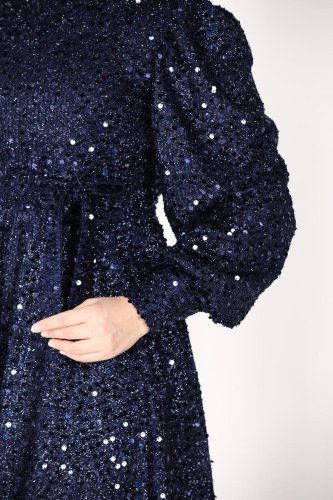 moda selvim Evening Wear 6455YG95 Navy Blue - Thumbnail
