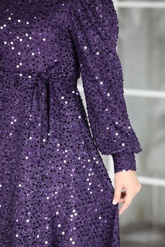 moda selvim Evening Wear 6455YG95 Purple - Thumbnail