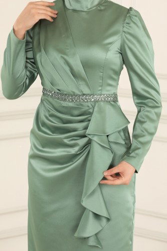 moda selvim Evening Wear 6456YG95 Mint - Thumbnail