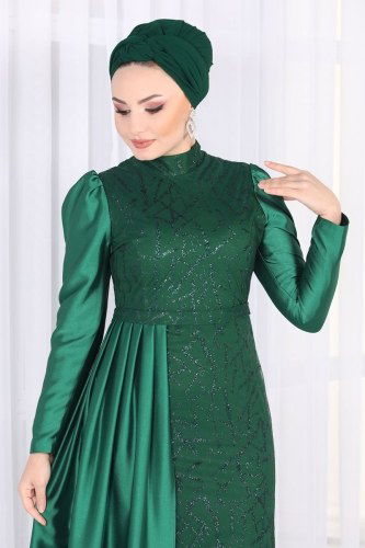 moda selvim Evening Wear 6457YG95 Emerald - Thumbnail