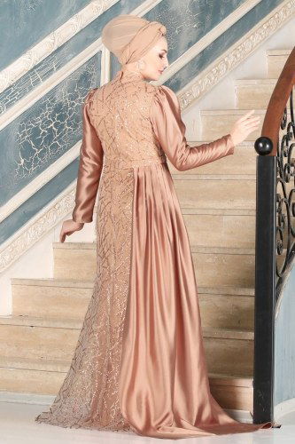 moda selvim Evening Wear 6457YG95 Powder Mink - Thumbnail