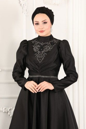 moda selvim Evening Wear 6459YG95 Black - Thumbnail