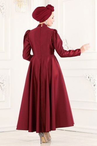 moda selvim 6459YG95 الخمري فساتين سهره - Thumbnail