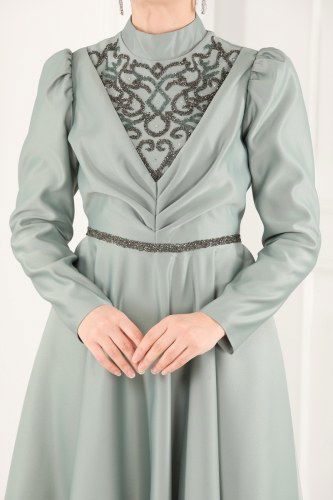 moda selvim Evening Wear 6459YG95 Mint - Thumbnail