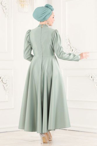 moda selvim 6459YG95 تركوازي فساتين سهره - Thumbnail