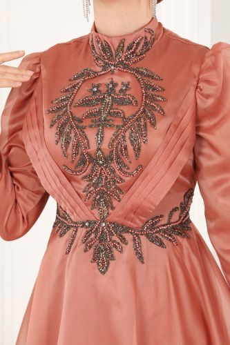 moda selvim Evening Wear 6460YG95 Bisque - Thumbnail