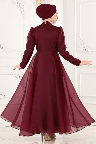 moda selvim Evening Wear 6460YG95 Claret Red - Thumbnail