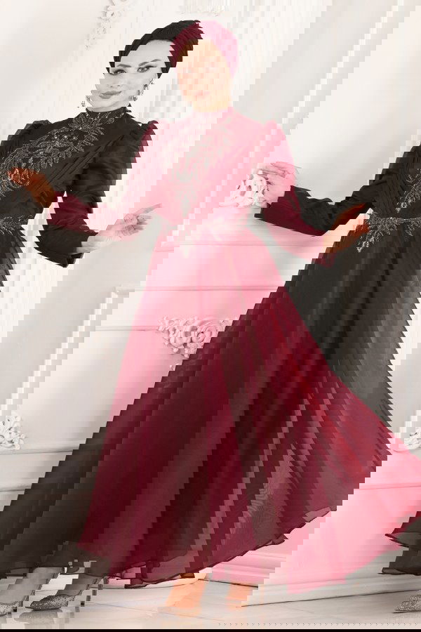 Modaselvim خصم صافٍ20%+20% في سلة التسوق 6460YG95 الخمري فساتين سهره