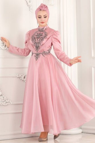 moda selvim Evening Wear 6460YG95 Dried Rose - Thumbnail