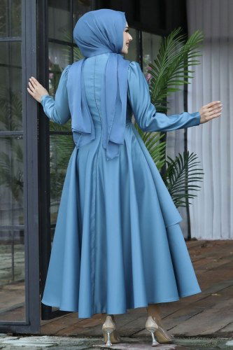 moda selvim Evening Wear 6464YG95 Blue - Thumbnail