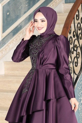 moda selvim Evening Wear 6464YG95 Damson - Thumbnail