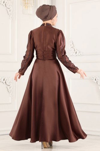 moda selvim Evening Wear 6467YG95 Brown - Thumbnail