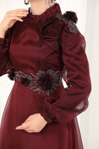 moda selvim Evening Wear 6473YG95 Claret Red - Thumbnail