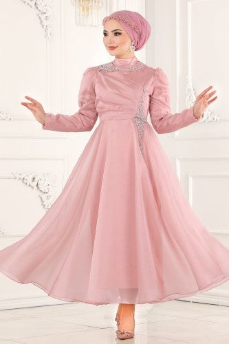 moda selvim Evening Wear 6481YG95 Powder - Thumbnail