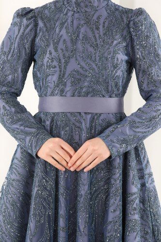 moda selvim 6483YG95 ياقوتي فساتين سهره - Thumbnail