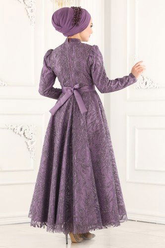 moda selvim Evening Wear 6483YG95 Lilac - Thumbnail