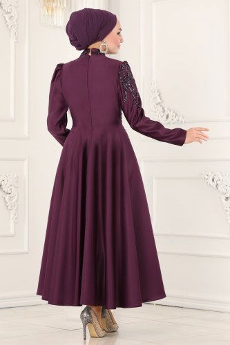 moda selvim Evening Wear 6485YG95 Damson - Thumbnail