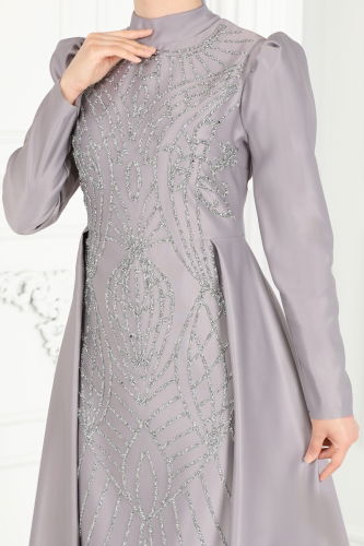 moda selvim Evening Wear 6546YG95 Gray - Thumbnail