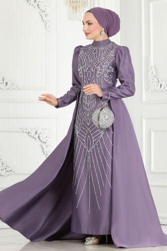 moda selvim Evening Wear 6546YG95 Lilac - Thumbnail