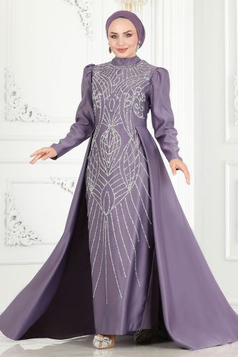 moda selvim Evening Wear 6546YG95 Lilac - Thumbnail