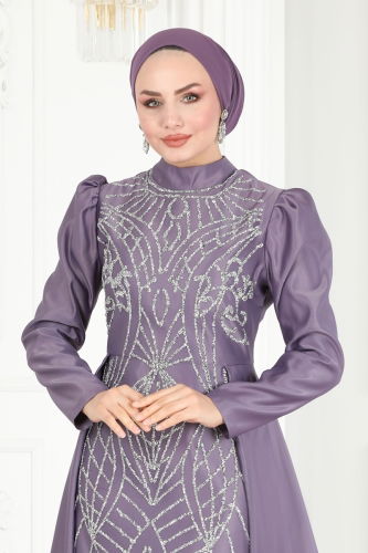 moda selvim Evening Wear 6546YG95 Lilac - Thumbnail