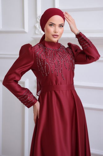 moda selvim Evening Wear 6547YG95 Claret Red - Thumbnail