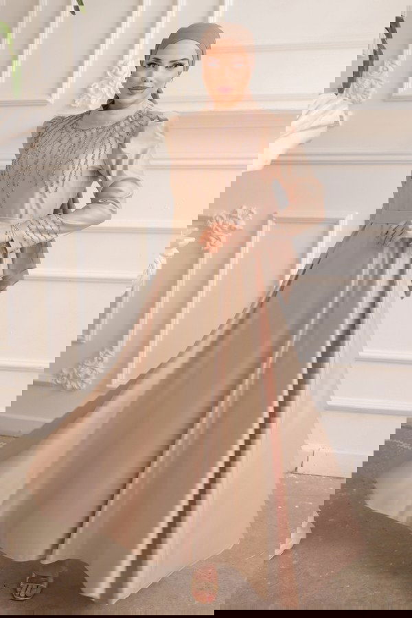 Modaselvim خصم صافٍ20%+20% في سلة التسوق 6547YG95 بيج فساتين سهره