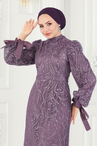 moda selvim Evening Wear 6567YG95 Lilac - Thumbnail